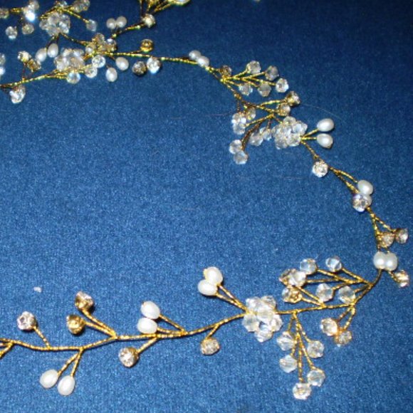 BRIDAL VENUS~GOLD YEAN WEDDING HAIR VINE BRIDAL HEADBAND~NEW IN PACKAGE main image 4